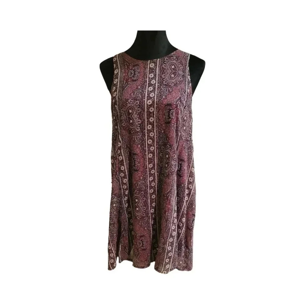 Abercrombie & Fitch Paisley Mini Dress in Dusty Rose and Taupe